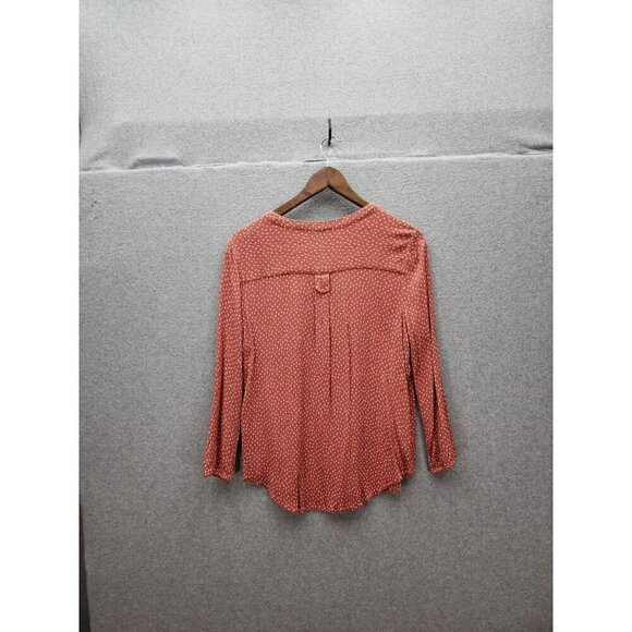 Womens Market & Spruce XL Burnt Orange Polka Dot V-Neck Blouse 3/4 Sleeves Rayon - Picture 4 of 4